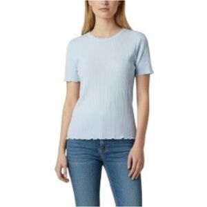 J. Crew Light Blue Ribbed Short Sleeve Pointelle, pretty tee.